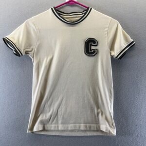 Cactus Boys Ricky Singh Boys Cream Ringer Tee Varsity C Patch Shirt Size 8 CM128